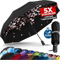 TUMELLA Strongest Windproof Travel Umbrella (Compact, 100MPH Wind-Tested), Light, Portable, One-Handed Use, Automatic Folding Rain Umbrella, Durable, Premium Grip, Fits Car & Backpack