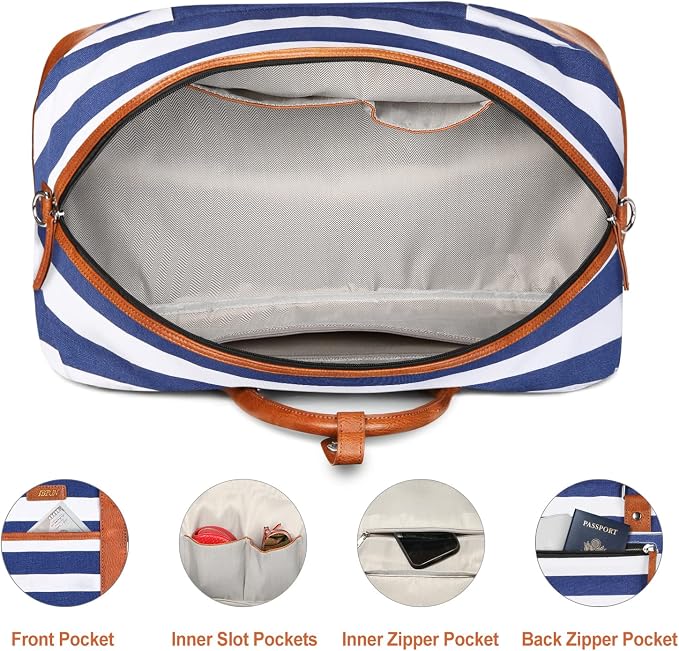 Weekender Bag for Women, Large Overnight Bag Canvas Travel Duffel Bag Carry On Tote with Shoe Compartment 21" 3Pcs Set