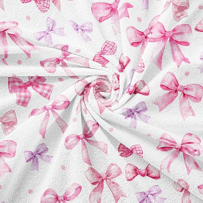 Pink Bow Sofa Slipcover Dreamy Princess Style Bowknot Non Slip Fuzzy Pet Couch Covers for Sofa,Cute Bowknot Kawaii Bow Tie Sofa Cover Furniture Protector Couch,91"x150" Pink Decor For Bedroom