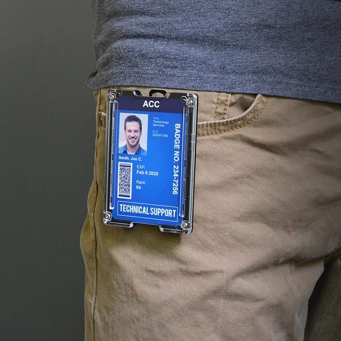 Aluminum GOVO Badge Holder/Wallet_ Durable ID Card Holder with Metal Clip and 4 Cards Slot (Silver)
