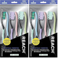 Reach Toothbrush, Soft Bristles, 6 Count | Multi-Zoned Angled | Contoured Handle | Tongue Scraper | Pack of 2