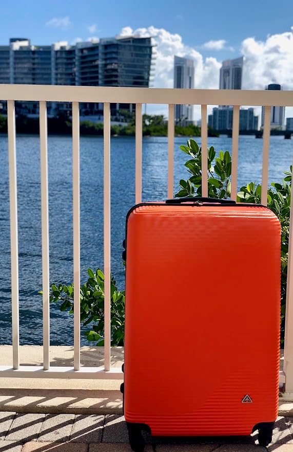 InUSA ROYAL Hardside Spinner Luggage with Ergonomic Handles | Spacious Travel Suitcase with Four Spinner Wheels and Studs | 28 Inch Large Hardside Spinner Luggage | Orange