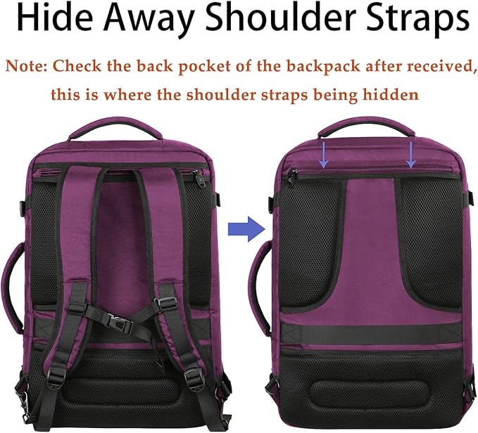 MATEIN Travel Backpack for Women, Expandable Flight Approved Carry on Backpack, Water Resistant Lightweight Suitcase, Large Business Weekender Daypack, Gift for Traveler, Purple