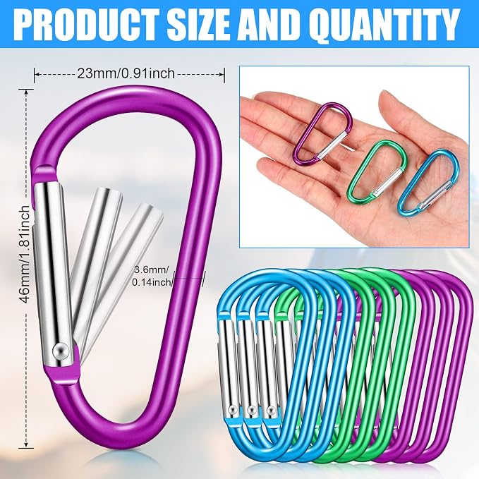 Shimeyao 180 Pcs Small Aluminum Clip Keychain Buckle Clip Bulk Mini Aluminum Ring Shape Small Lock Spring Snap Hook