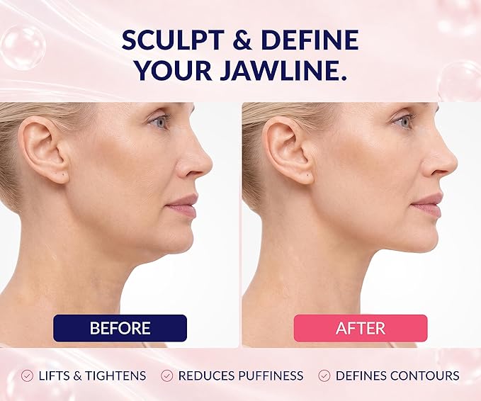 Stylia V Line Lifting Collagen Mask - Lift, Firm & Contour Jawline - Tightening Double Chin Strap with Hyaluronic Acid & Aloe - Neck Tightening and Lifting Mask - Jawline Shaper Face Lift Tape (7PC)