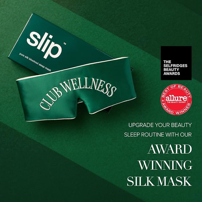 Slip Pure Silk Blockout Sleep Mask – Comfort Mask Made with Slipsilk™ 100% Mulberry Silk, Adjustable Strap, Light-Blocking Eye Mask for Deep Sleep & Travel – Club Wellness
