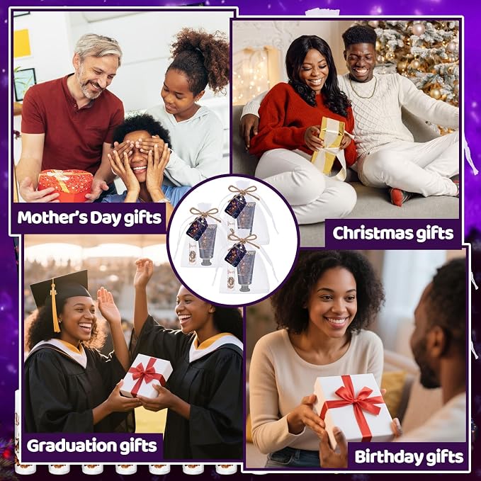 24 Sets Christian Graduation Gifts Hand Cream and Lip Balm Bulk Teacher Appreciation Gifts Bible Verse Thank You Cards with Organza Bag for Graduation Supplies(African American)