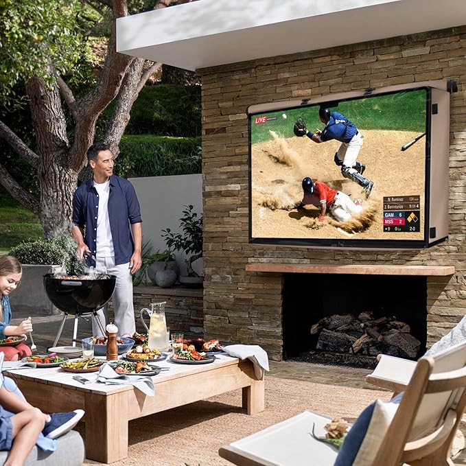 ULTCOVER Waterproof Outdoor TV Cover with Clear Front Flap for 46-49 inch Outside Flat Screen Televisions