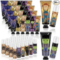 24 Pack Halloween Hand Cream and Lip Balm Gifts Sets for Women Mini Hand Lotion Bulk Travel Size Moisturizing Cream Halloween Party Favors for Boo Basket Stuffers 6 Natural Plant Fragrances
