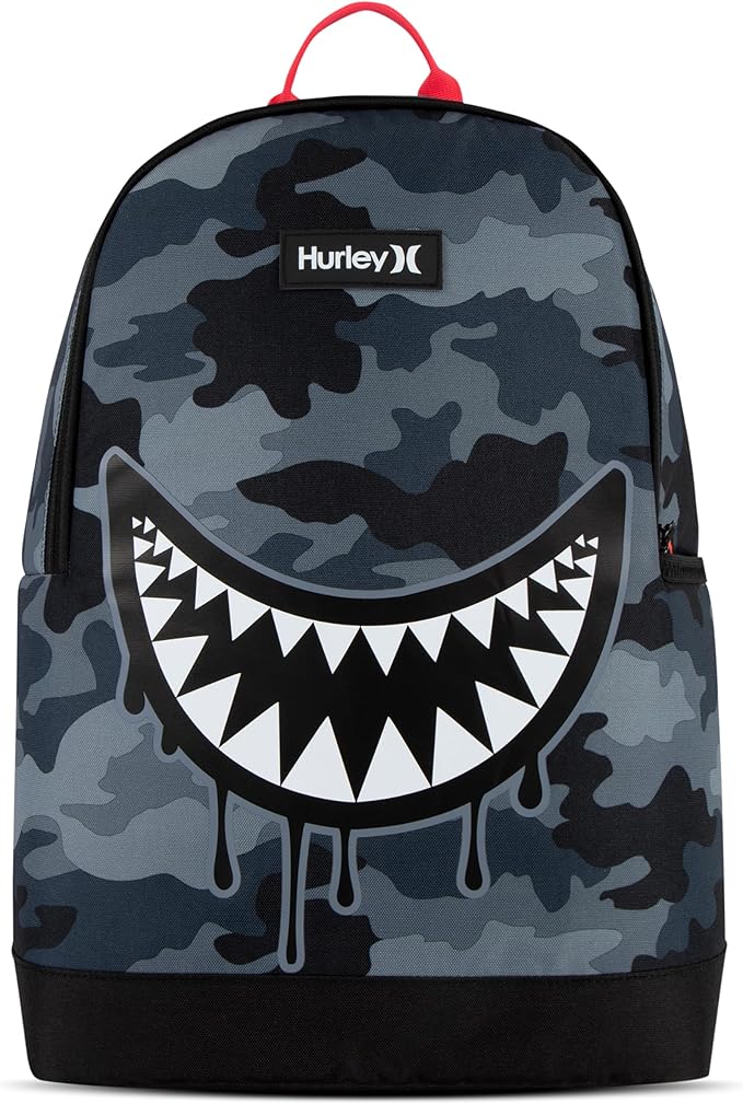 Hurley Unisex-Kids Graphic Backpack, Dark Grey Camo/Black, One Size