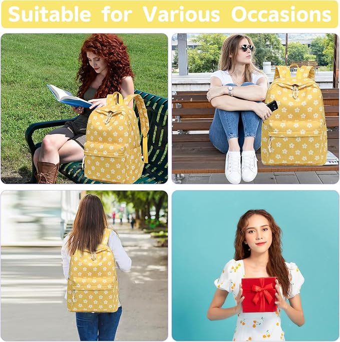 Bluboon School Backpack for Teen Girls Bookbags Elementary High School Corduroy Laptop Bags Women Travel Daypacks