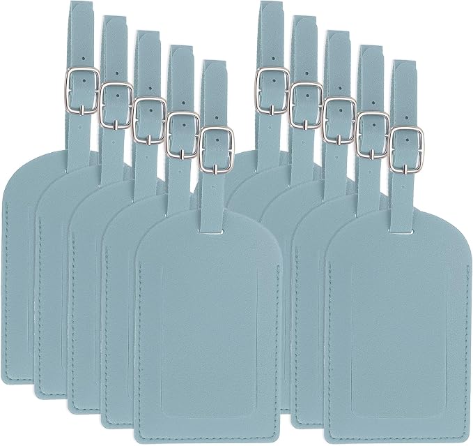 PATIKIL Leather Luggage Tag, 30 Pcs Luggage Tags Pu Bag Tags for Suitcases Airplane Travel Essentials, Light Blue