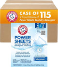 Arm & Hammer Fragrance Free Laundry detergent Sheets, Case of 115, travel pack