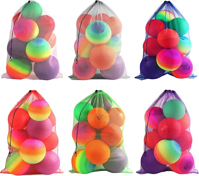 GSE Games & Sports Expert 24x36/30x40 X-Large Mesh Sports Equipment Drawstring Bag for Soccers, Basketballs, Footballs