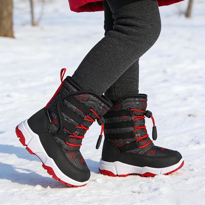 CIOR Winter Snow Boots for Boy and Girl Outdoor Waterproof with Fur Lined(Toddler/Little Kids)