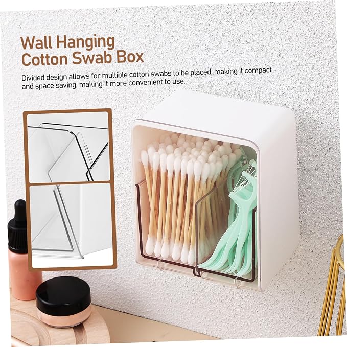 Ciieeo 4pcs Cotton Swab Dispenser Double-compartment Design for Organized Storage Bathrooms Bedrooms and Dressing Rooms Elegant Holder for Easy Access to Cotton and Swabs