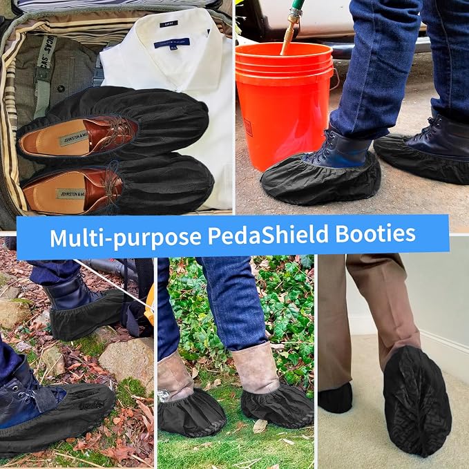 Premium XL Boot & Shoe Covers, 42 GSM Thick, Disposable, Non-Slip, Water-Resistant, Construction, Indoor & Outdoor, Fits Men's 13/Women's 15, Black, 330 Pack