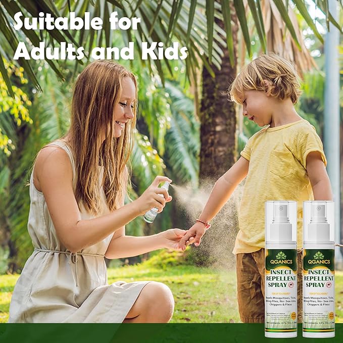 Mosquito Repellent Spray for Body, Natural Bug Spray Travel Size, Plant-Based Ingredients, DEET-Free, Insect Repellent Spray for Skin 4 Fl Oz, 2 Pack