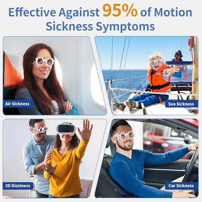 Hion Motion Sickness Glasses, Car Sickness Glasses,Relieve Carsickness Airsickness Seasickness Glasses,Anti Nausea Vertigo Glassesfor Adults or Kids(Red-Box)