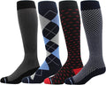 Dr. Motion 4 Pairs Men's Athletic Traveler Graduated Compression Knee High Socks