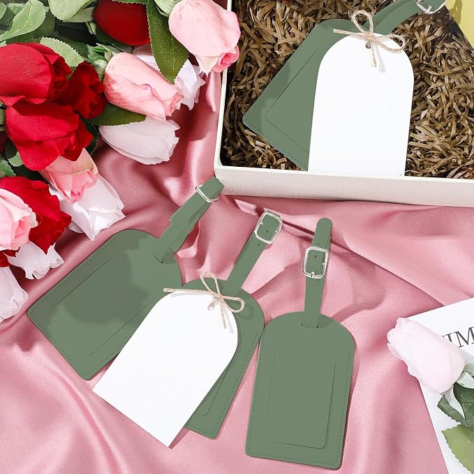 Amylove 48 Sets Leather Luggage Tags Bulk Wedding Favors Luggage Tags for Guests Bridal Gifts Wedding Bridal Shower Gift PU Leather with Name ID Card Tag for Guests