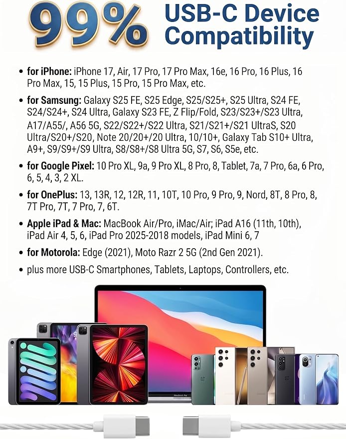 Pearl 100 Pack USB C Headphones Wired Earbuds Bulk for iPhone 17 16 15 Pro Max Plus, Galaxy, Chromebook, iPad, Type C Wired Headphones No Microphone for Schools Classroom Donation Events, White