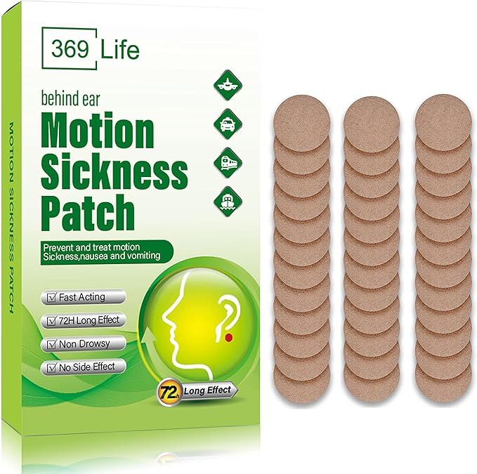 369 Life Motion Sickness Patches for Car and Boat Rides, Ships, Cruise and Airplane & Other Forms of Transport - Travel Essentials, for Adults and Kids (48 Count)