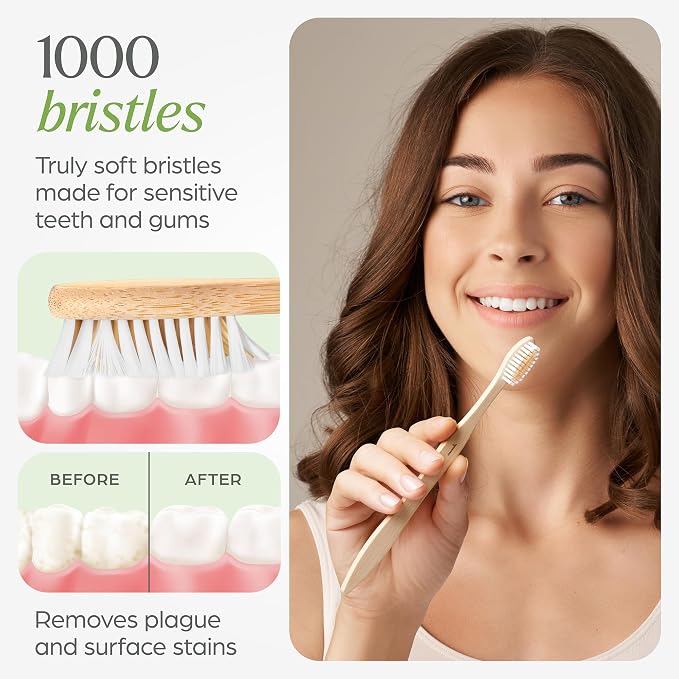 VIVAGO Bamboo Toothbrushes 30 Pack - BPA Free Soft Bristles Toothbrushes, Eco-Friendly, Natural Wooden Toothbrush