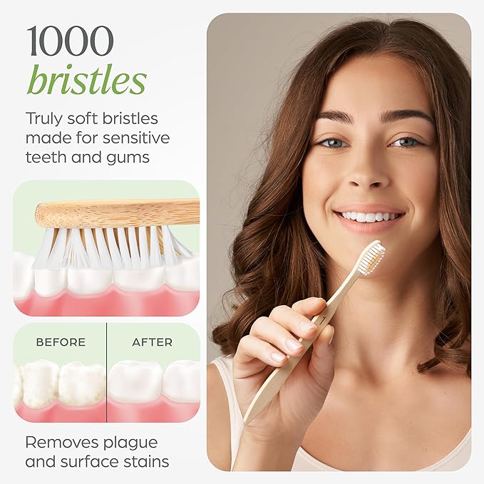 VIVAGO Bamboo Toothbrushes Bulk Soft Bristles (50 Pack) - Eco-Friendly, Natural Wooden Toothbrush