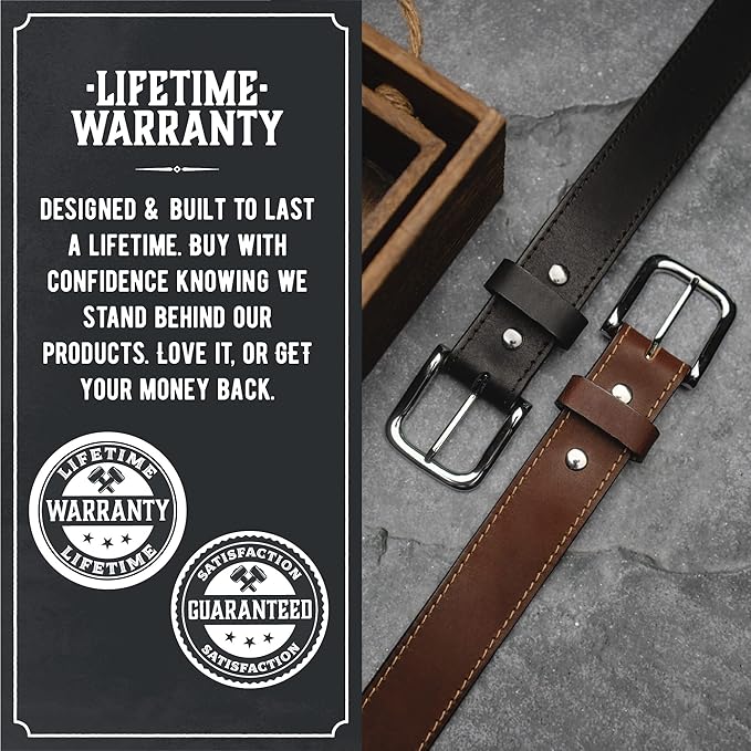 Main Street Forge The Foreman Leather Belt | Made in USA | Full Grain Leather | Mens Belt