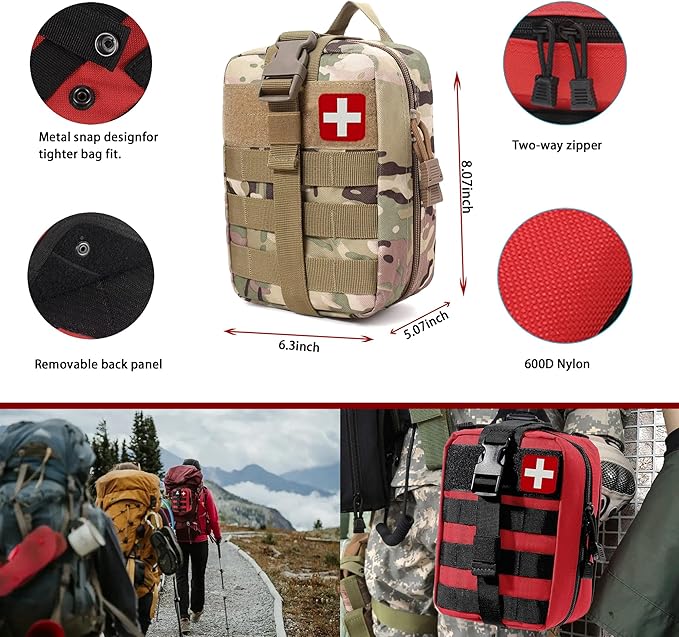 293Pcs/set - First Aid Kit Molle Pouches Emergency Survival Kit Suitable for Outdoor Activities, Home, School, Hiking, Car Travel and Camping - Quick Response First Aid Essentials (CP)