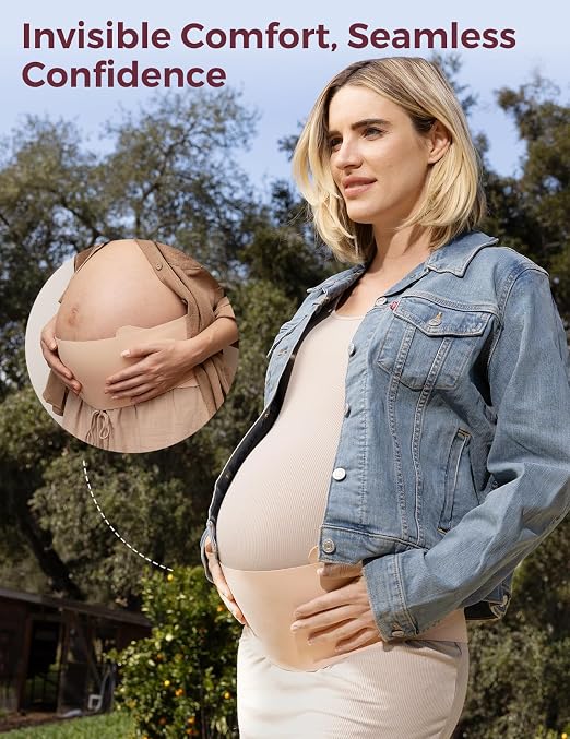Momcozy Belly Bands for Pregnant Women, One-Piece & Portable Pregnancy Belly Band with Ergonest Back Support & Breathable Fabric – Adjustable Maternity Belt for Small/Round/High-Carrying Belly