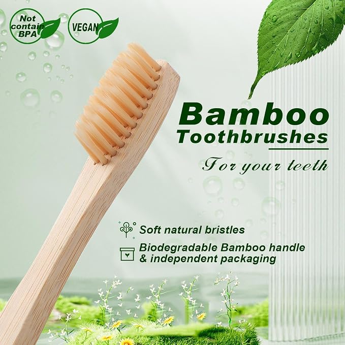 Sieral 480 Pcs Bamboo Toothbrushes Bulk, Soft Bristle Bamboo Toothbrush, Individually Wrapped for Adults Travel Family Hotel Party, 7 Inch 12 Color