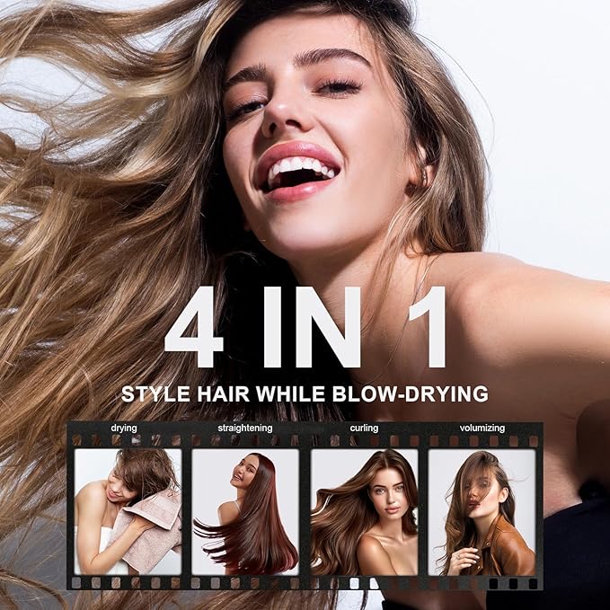 Dual Voltage Travel Hair Dryer Brush Mini Hot Air Hair Styling Tool, 110-240V European Oval Shape Jet Brush, 2 Inch Lightweight Design & Universal Plug, Easy Pack Worldwide