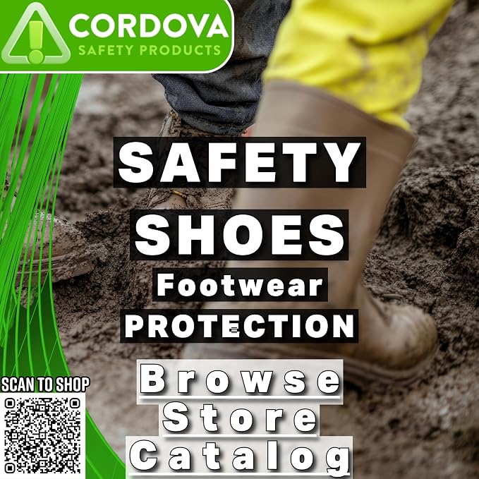 Cordova BYS17 Hi-Vis Cotton-Lined Rubber Slush Boots, 17-Inch Length, Ozone Resistant, Adjustable Top Strap, Size 8