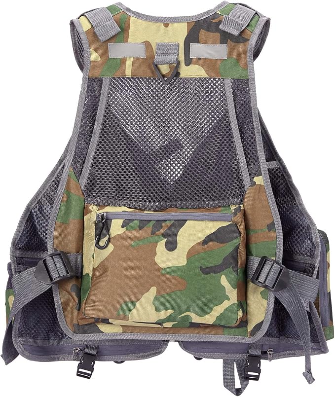 BASSDASH Strap Fishing Vest Adjustable for Men and Women, for Fly Bass Fishing and Outdoor Activities