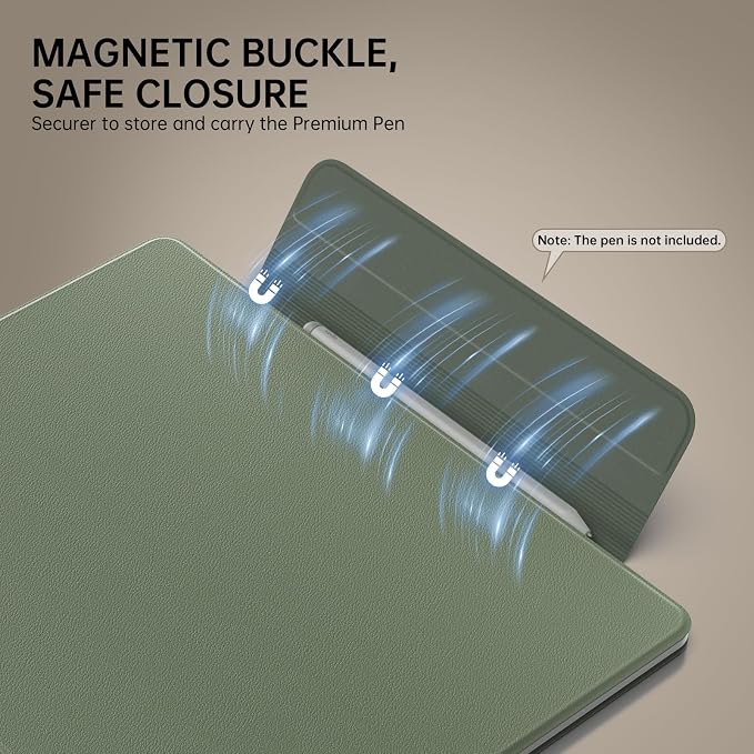 MoKo Magnetic Case for All-New 11" Kindle Scribe 2025(3rd Generation) & Kindle Scribe Colorsoft 2025(1st Generation) - Slim Folio Premium PU Leather Cover with Pen Clasp & Auto Sleep Wake, Celadon