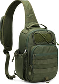 HALOVIE Anti-theft Tactical Sling Bag RFID ArmyGreen Military Shoulder Bag with Phone Pack EDC Molle Crossbody Bag for men