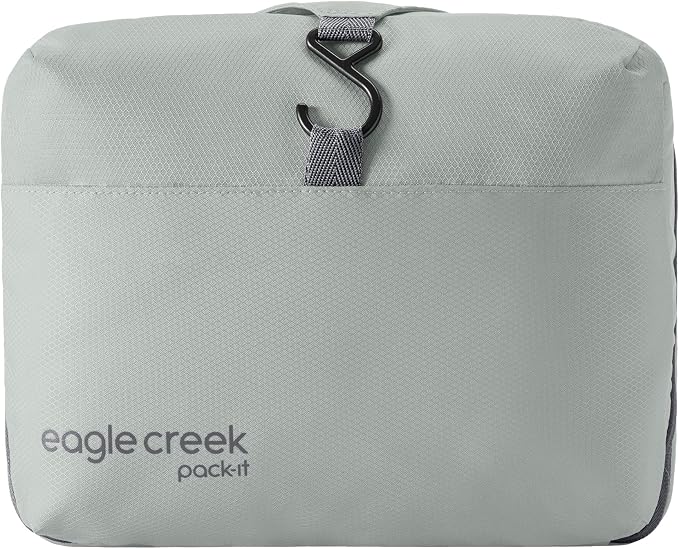 Eagle Creek Pack-It Hanging Toiletry Kit - Dual Compartment Toiletry Kit for Keeping Small Items Organized - Water Resistant - Top Grab Handle - Zipper Pouch - Storm Grey