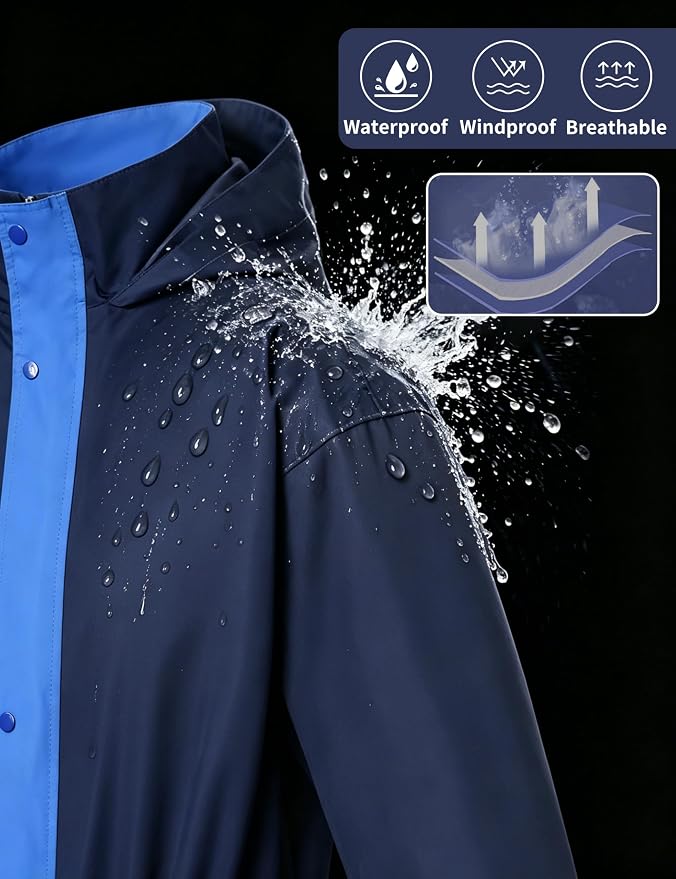 Rain Suit for Women Waterproof Hooded Rain Gear Rain Jacket and Pants 2 Piece Breathable Rain Coat Outdoor