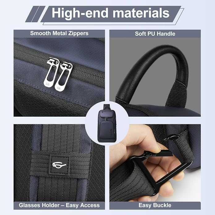 hk Sling Bag for Man, Waterproof Utility Crossbody Bag with Anti-theft Pocket for Men