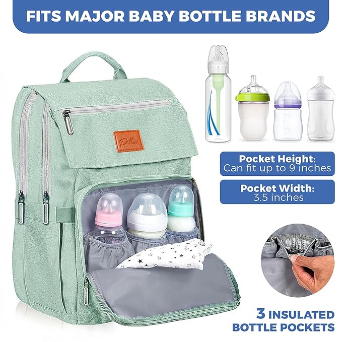 PILLANI Baby Diaper Bag Backpack - Baby Bag for Boys & Girls, Large Waterproof Diaper Backpack - Toddler Diaper Bag with Changing Pad, Boy Baby Shower Gifts for Mom - Newborn Stuff, Baby Essentials