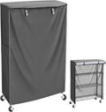 Wire Shelving Cover 48x18x72 Grey Dustproof Storage Rack Cover with Zipper | 600D grey cover for wire shelves, hides clutter, keeps storage clean, protects items in garage, pantry, laundry, basement