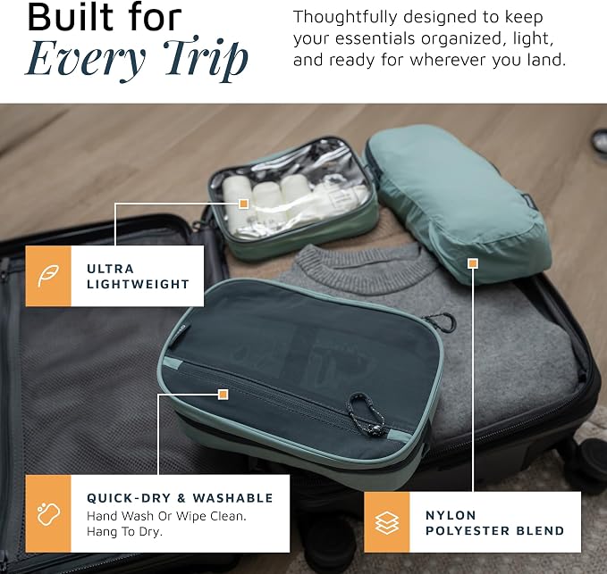 Toiletry Bag Kit 3 Piece Set: Hanging Travel Toiletry Bag + 311 TSA Cosmetic Liquid Bag + Accessory Organizer Pouch