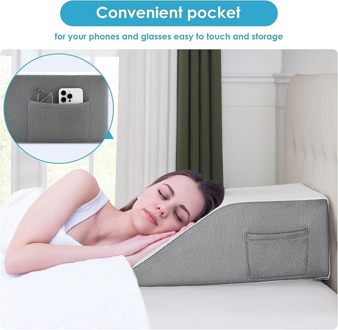 Cozymaker 10" Leg Elevation Pillows for Swelling, Cooling Gel Memory Foam Wedge Pillows for After Surgery, Sciatica Back Knee Hip Ankles Pain Relief, Leg Pillows for Sleeping