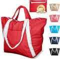 Bodysurf Beach Bags Waterproof Sandproof - Packable Foldable Nylon Zipper Tote Bag for Travel Lightweight, Pool, Boat, Cruise