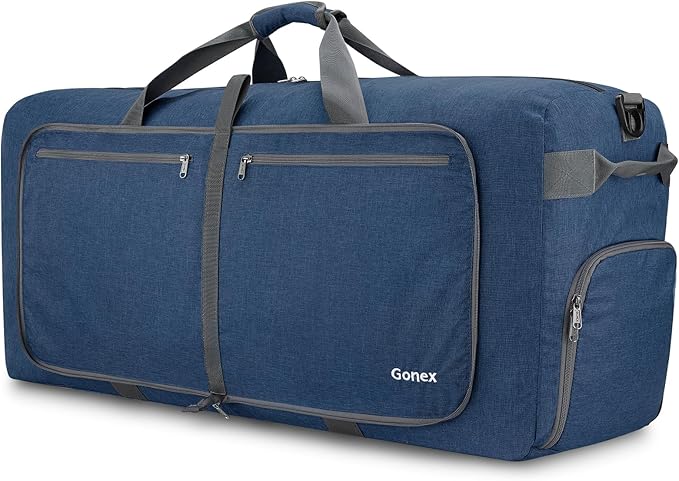 Gonex Large Foldable Travel Duffle Bag with Shoes Compartment, Packable Lightweight Water Repellent Duffel Bag for Camping Gym Weekender Bag