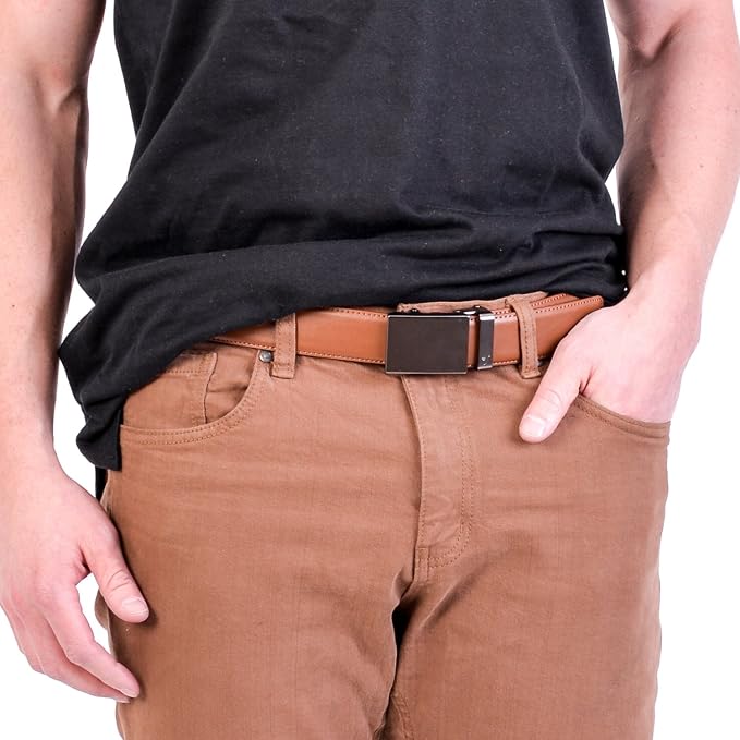 Mission Belt Men's Leather Ratchet Belt, 40mm Metal Collection