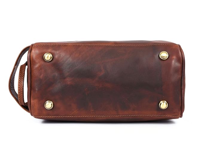10" Premium Leather Toiletry Travel Pouch With Waterproof Lining Black Color | King-Size Handcrafted Vintage Shaving Kit By Aaron Leather Goods
