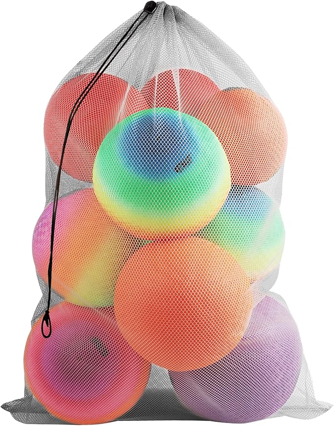 GSE Games & Sports Expert 24x36/30x40 X-Large Mesh Sports Equipment Drawstring Bag for Soccers, Basketballs, Footballs